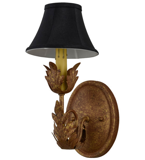 Meyda Lighting Esther 6" Autumn Leaf Wall Sconce With Black Textrene Shade