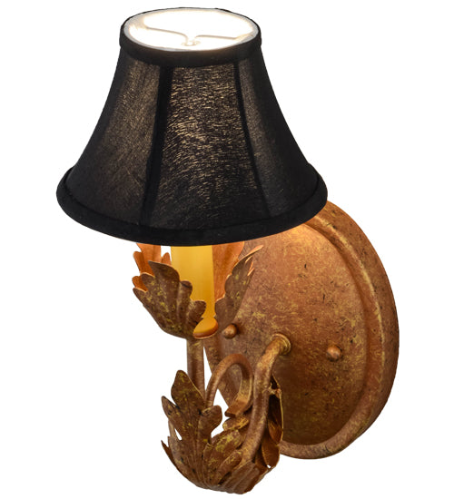 Meyda Lighting Esther 6" Autumn Leaf Wall Sconce With Black Textrene Shade