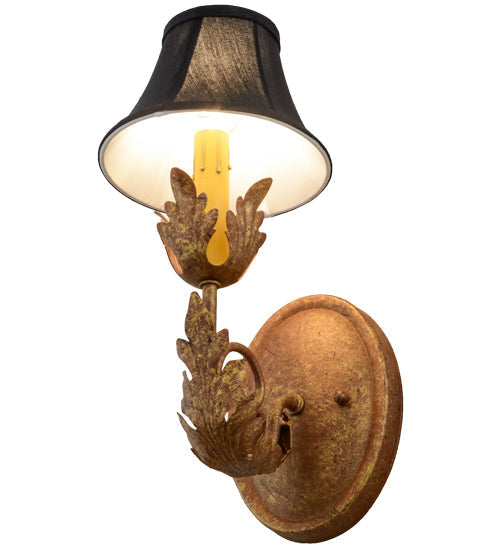 Meyda Lighting Esther 6" Autumn Leaf Wall Sconce With Black Textrene Shade