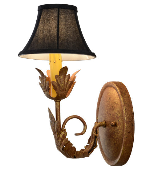 Meyda Lighting Esther 6" Autumn Leaf Wall Sconce With Black Textrene Shade