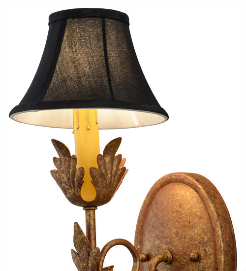 Meyda Lighting Esther 6" Autumn Leaf Wall Sconce With Black Textrene Shade