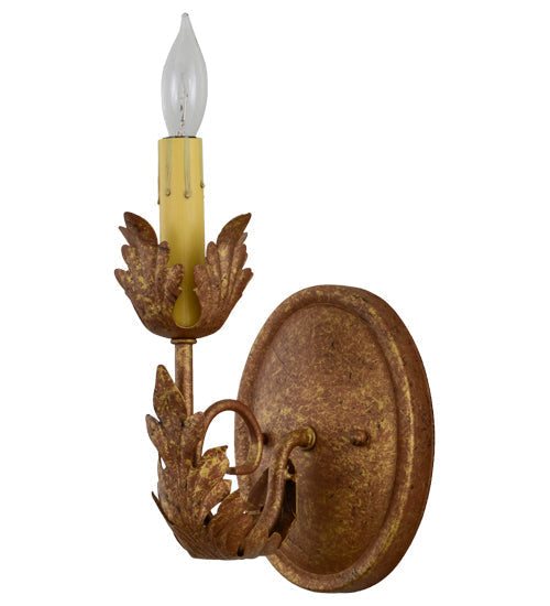 Meyda Lighting Esther 6" Autumn Leaf Wall Sconce With Black Textrene Shade
