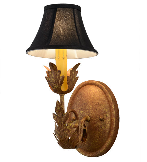 Meyda Lighting Esther 6" Autumn Leaf Wall Sconce With Black Textrene Shade