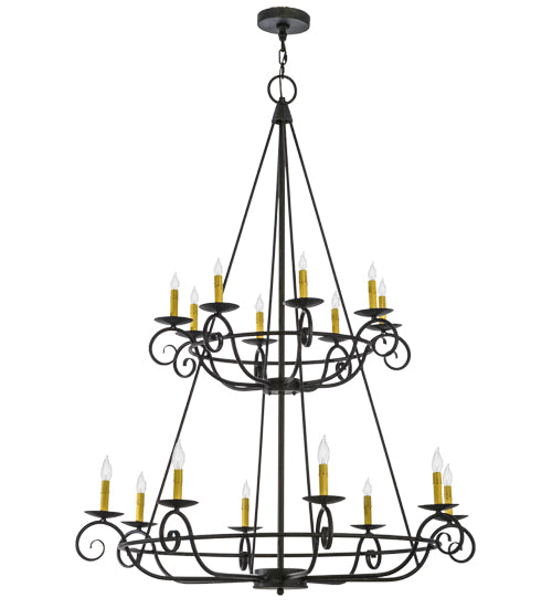 Meyda Lighting Estrella 45" 16-Light 2-Tier Antique Iron Gate Chandelier With Amber Faux Candlelight
