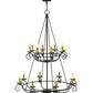 Meyda Lighting Estrella 45" 16-Light 2-Tier Antique Iron Gate Chandelier With Amber Faux Candlelight