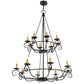 Meyda Lighting Estrella 45" 16-Light 2-Tier Antique Iron Gate Chandelier With Amber Faux Candlelight