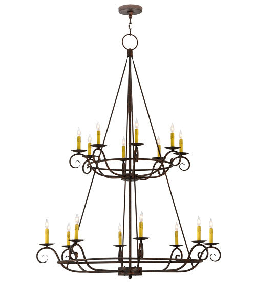 Meyda Lighting Estrella 45" 16-Light 2-Tier Chandelier With Amber Faux Candlelight