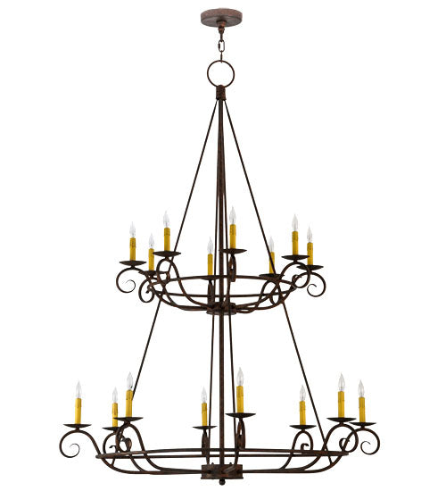Meyda Lighting Estrella 45" 16-Light 2-Tier Chandelier With Amber Faux Candlelight