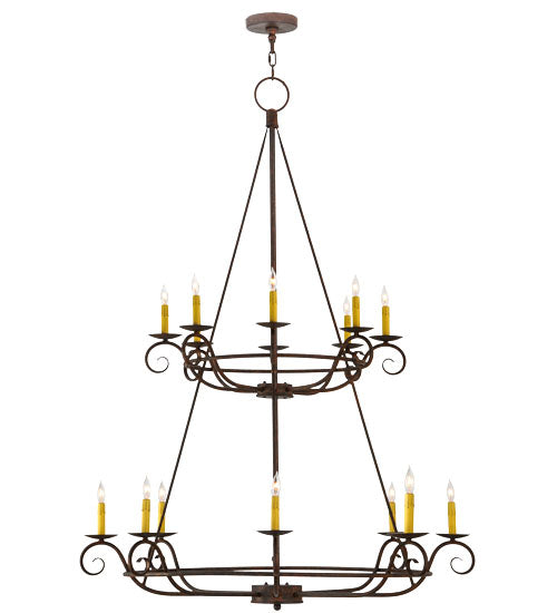 Meyda Lighting Estrella 45" 16-Light 2-Tier Chandelier With Amber Faux Candlelight