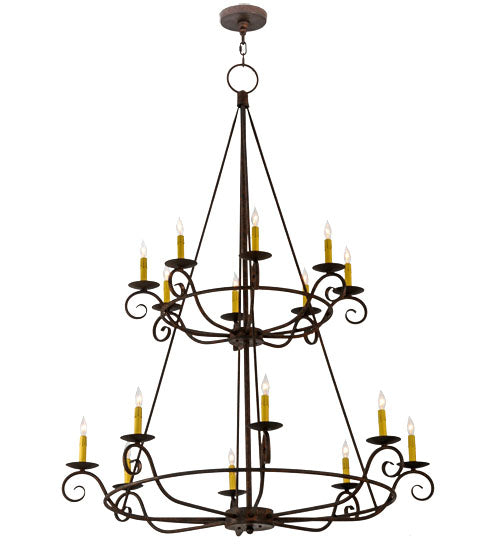 Meyda Lighting Estrella 45" 16-Light 2-Tier Chandelier With Amber Faux Candlelight