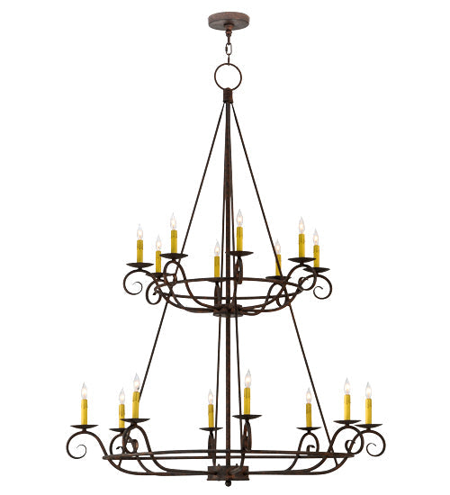 Meyda Lighting Estrella 45" 16-Light 2-Tier Chandelier With Amber Faux Candlelight