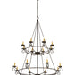 Meyda Lighting Estrella 54" 16-Light 2-Tier Textured Black Chandelier With Amber Faux Candlelight