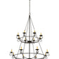 Meyda Lighting Estrella 54" 16-Light 2-Tier Textured Black Chandelier With Amber Faux Candlelight