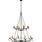 Meyda Lighting Estrella 54" 16-Light 2-Tier Textured Black Chandelier With Amber Faux Candlelight