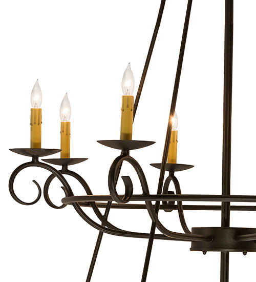 Meyda Lighting Estrella 54" 16-Light 2-Tier Textured Black Chandelier With Amber Faux Candlelight