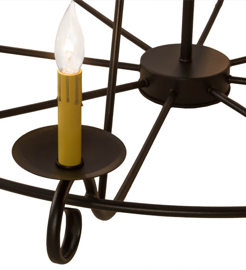 Meyda Lighting Estrella 54" 16-Light 2-Tier Textured Black Chandelier With Amber Faux Candlelight