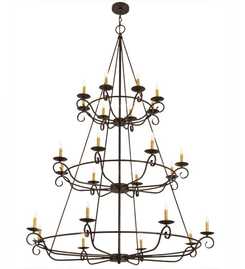 Meyda Lighting Estrella 60" 24-Light 3-Tier Delmonico Bronze Chandelier With Amber Faux Candlelight