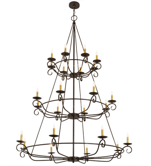 Meyda Lighting Estrella 60" 24-Light 3-Tier Delmonico Bronze Chandelier With Amber Faux Candlelight