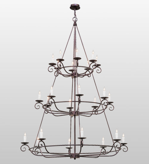 Meyda Lighting Estrella 60" 24-Light 3-Tier Mahogany Bronze Chandelier With White Faux Candlelight
