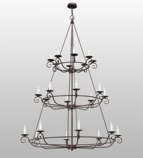 Meyda Lighting Estrella 60" 24-Light 3-Tier Mahogany Bronze Chandelier With White Faux Candlelight