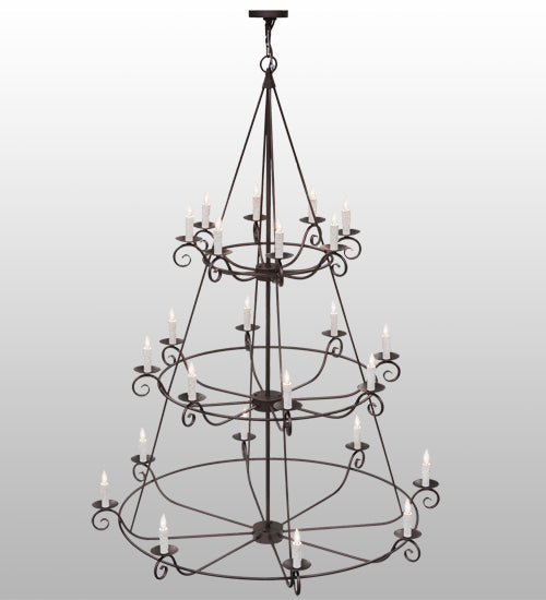 Meyda Lighting Estrella 60" 24-Light 3-Tier Mahogany Bronze Chandelier With White Faux Candlelight