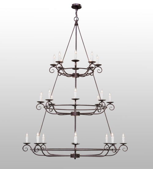 Meyda Lighting Estrella 60" 24-Light 3-Tier Mahogany Bronze Chandelier With White Faux Candlelight