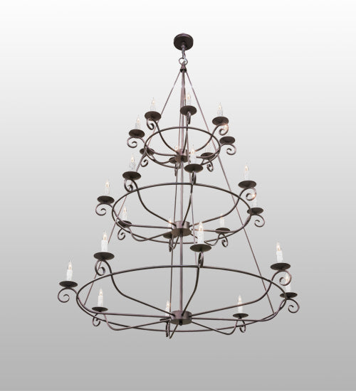 Meyda Lighting Estrella 60" 24-Light 3-Tier Mahogany Bronze Chandelier With White Faux Candlelight