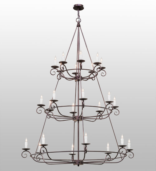 Meyda Lighting Estrella 60" 24-Light 3-Tier Mahogany Bronze Chandelier With White Faux Candlelight