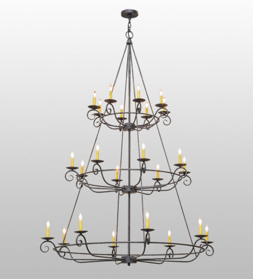 Meyda Lighting Estrella 60" 24-Light Antique Iron Gate Chandelier With Amber Faux Candlelight