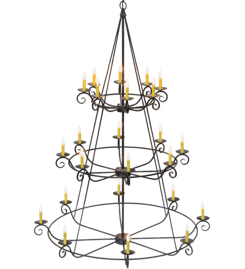 Meyda Lighting Estrella 60" 24-Light Antique Iron Gate Chandelier With Amber Faux Candlelight
