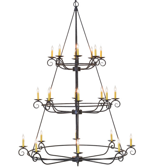 Meyda Lighting Estrella 60" 24-Light Antique Iron Gate Chandelier With Amber Faux Candlelight