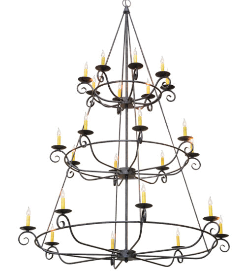 Meyda Lighting Estrella 60" 24-Light Antique Iron Gate Chandelier With Amber Faux Candlelight