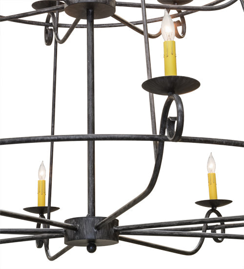 Meyda Lighting Estrella 60" 24-Light Antique Iron Gate Chandelier With Amber Faux Candlelight