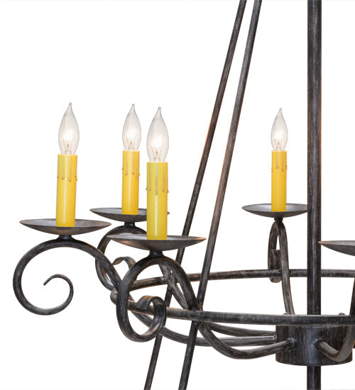 Meyda Lighting Estrella 60" 24-Light Antique Iron Gate Chandelier With Amber Faux Candlelight