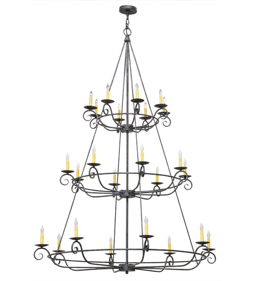Meyda Lighting Estrella 60" 24-Light Antique Iron Gate Chandelier With Amber Faux Candlelight