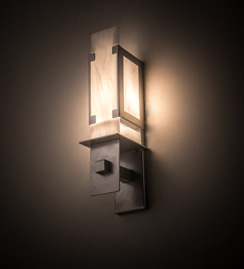 Meyda Lighting Estructura 4" Nickel Wall Sconce With Whitestone Idalight Shade Glass