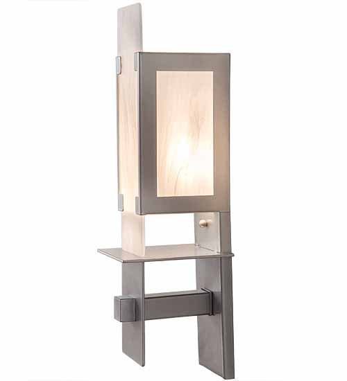 Meyda Lighting Estructura 4" Nickel Wall Sconce With Whitestone Idalight Shade Glass