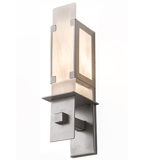 Meyda Lighting Estructura 4" Nickel Wall Sconce With Whitestone Idalight Shade Glass