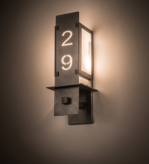 Meyda Lighting Estructura 7" 2-Light Pewter Personalized Wall Sconce With Whitestone Idalight Shade