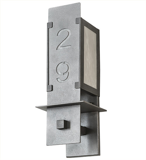 Meyda Lighting Estructura 7" 2-Light Pewter Personalized Wall Sconce With Whitestone Idalight Shade