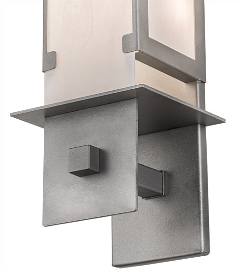 Meyda Lighting Estructura 7" 2-Light Pewter Wall Sconce With Whitestone Idalight Shade Glass