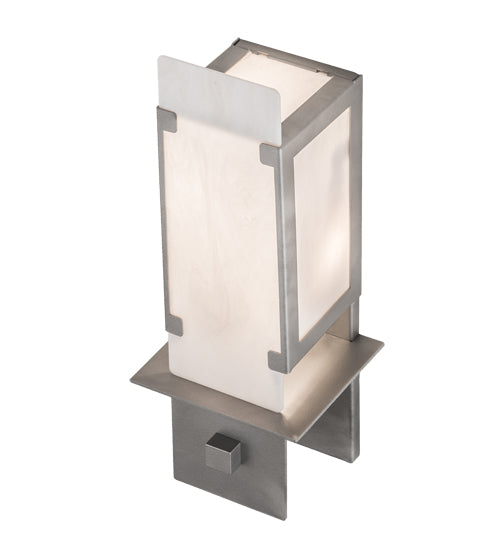Meyda Lighting Estructura 7" 2-Light Pewter Wall Sconce With Whitestone Idalight Shade Glass