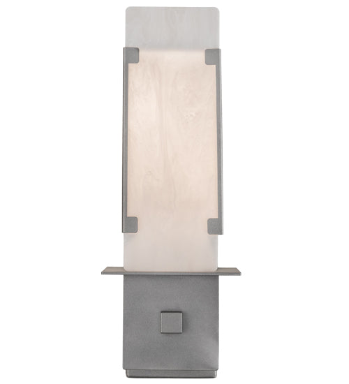 Meyda Lighting Estructura 7" 2-Light Pewter Wall Sconce With Whitestone Idalight Shade Glass