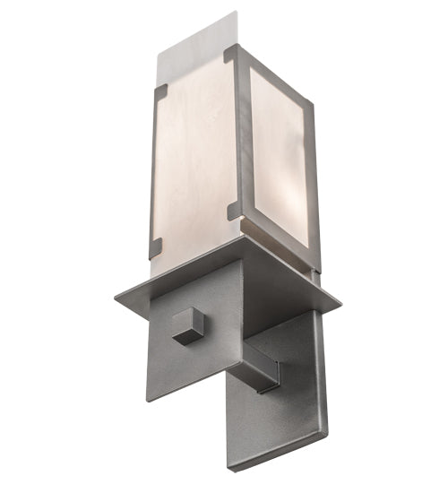 Meyda Lighting Estructura 7" 2-Light Pewter Wall Sconce With Whitestone Idalight Shade Glass