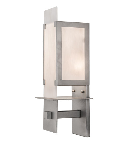 Meyda Lighting Estructura 7" 2-Light Pewter Wall Sconce With Whitestone Idalight Shade Glass