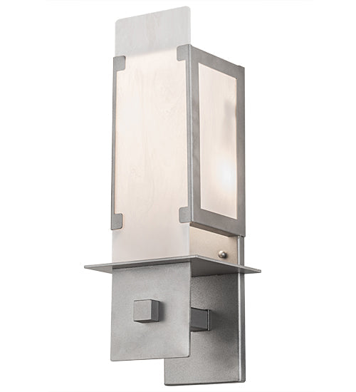 Meyda Lighting Estructura 7" 2-Light Pewter Wall Sconce With Whitestone Idalight Shade Glass