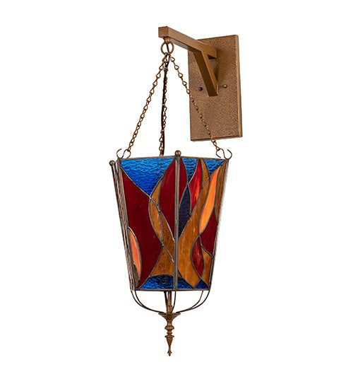 Meyda Lighting Eternal Light 12" Gold Wall Sconce With Multi-Colored Stained Shade Glass