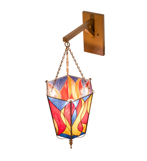 Meyda Lighting Eternal Light 12" Gold Wall Sconce With Multi-Colored Stained Shade Glass