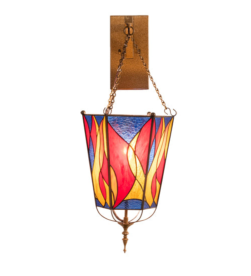 Meyda Lighting Eternal Light 12" Gold Wall Sconce With Multi-Colored Stained Shade Glass