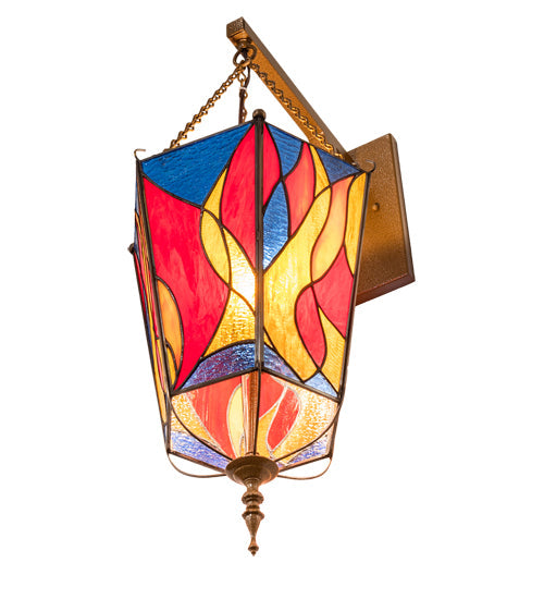 Meyda Lighting Eternal Light 12" Gold Wall Sconce With Multi-Colored Stained Shade Glass